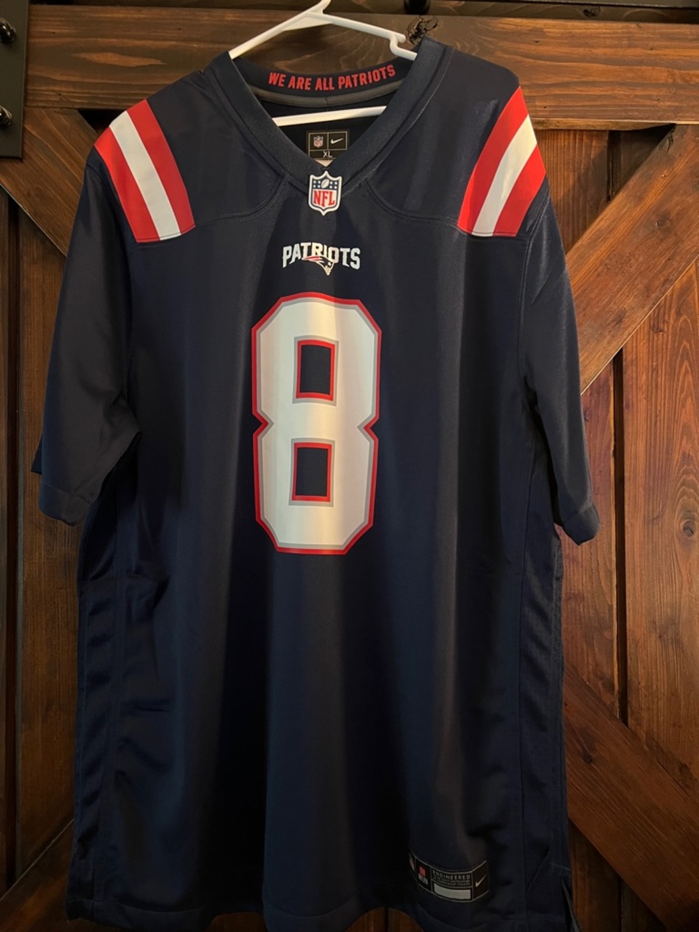 NFL Patriots Navy Blue #8 Diggs Football Jersey with Red and White Accents